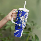 Personalized Canterbury Bulldogs Tumbler With Handle Dynamic Lightning Mascot Rugby Australia