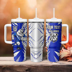 Personalized Canterbury Bulldogs Tumbler With Handle Dynamic Lightning Mascot Rugby Australia