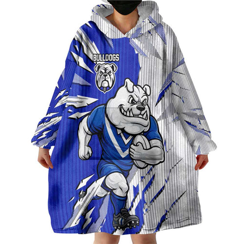 Personalized Canterbury Bulldogs Wearable Blanket Hoodie Dynamic Lightning Mascot Rugby Australia