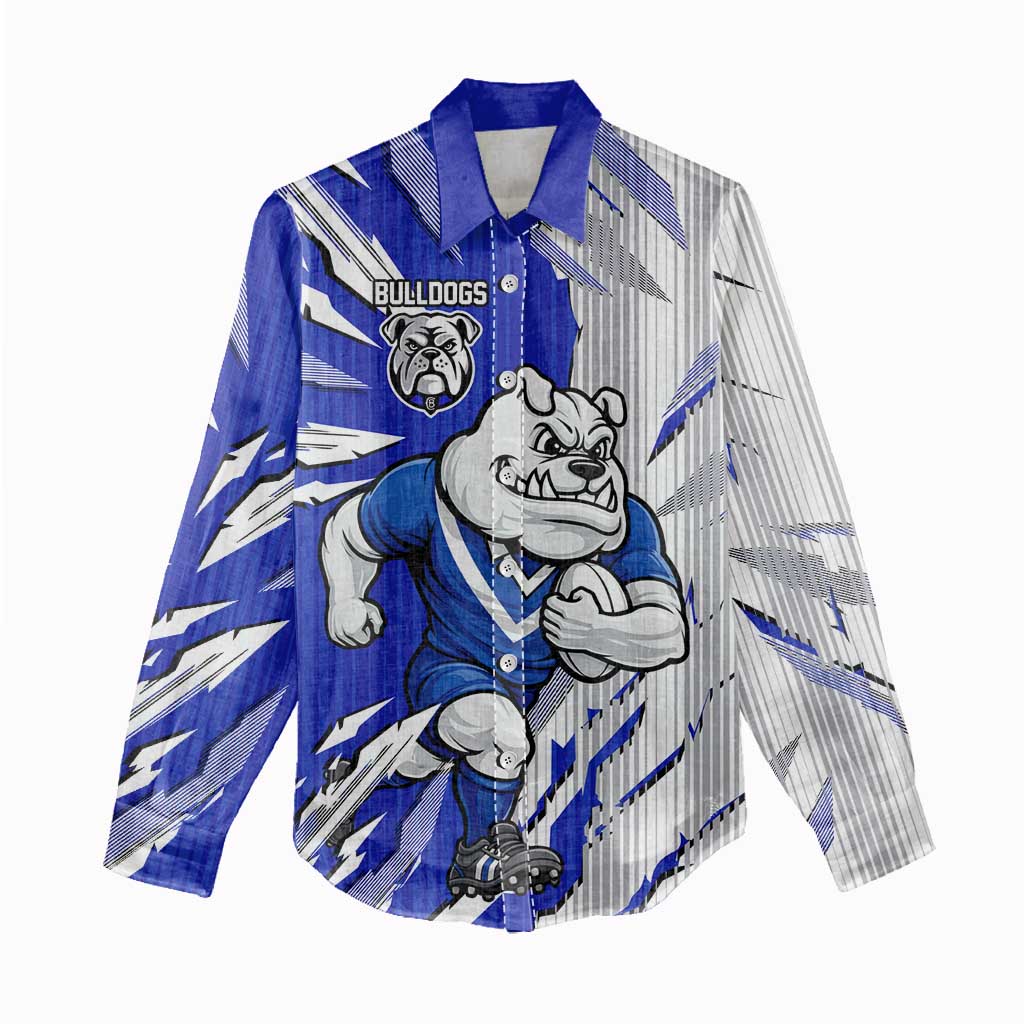 Personalized Canterbury Bulldogs Women Casual Shirt Dynamic Lightning Mascot Rugby Australia