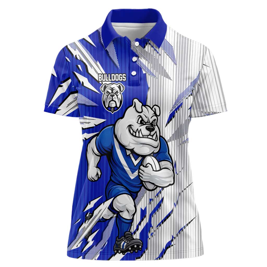 Personalized Canterbury Bulldogs Women Polo Shirt Dynamic Lightning Mascot Rugby Australia