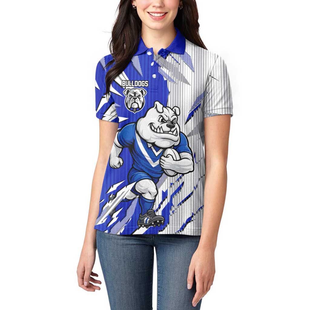 Personalized Canterbury Bulldogs Women Polo Shirt Dynamic Lightning Mascot Rugby Australia