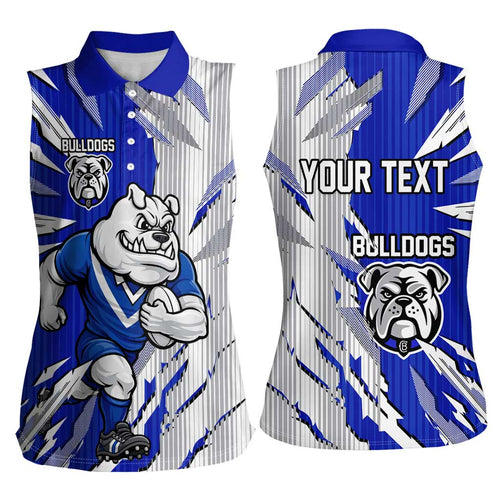 Personalized Canterbury Bulldogs Women Sleeveless Polo Shirt Dynamic Lightning Mascot Rugby Australia