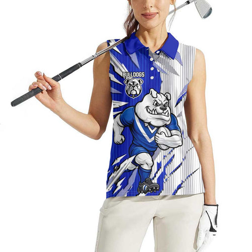 Personalized Canterbury Bulldogs Women Sleeveless Polo Shirt Dynamic Lightning Mascot Rugby Australia