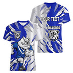 Personalized Canterbury Bulldogs Women V-Neck T-Shirt Dynamic Lightning Mascot Rugby Australia