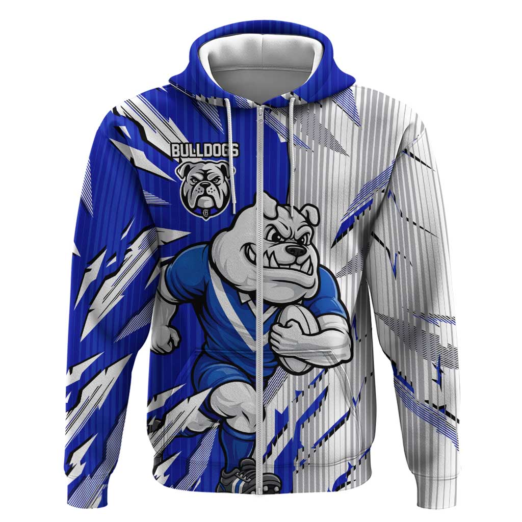 Personalized Canterbury Bulldogs Zip Hoodie Dynamic Lightning Mascot Rugby Australia