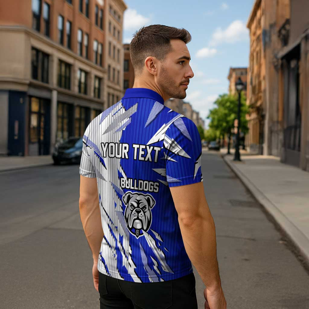 Personalized Canterbury Bulldogs Zipper Polo Shirt Dynamic Lightning Mascot Rugby Australia