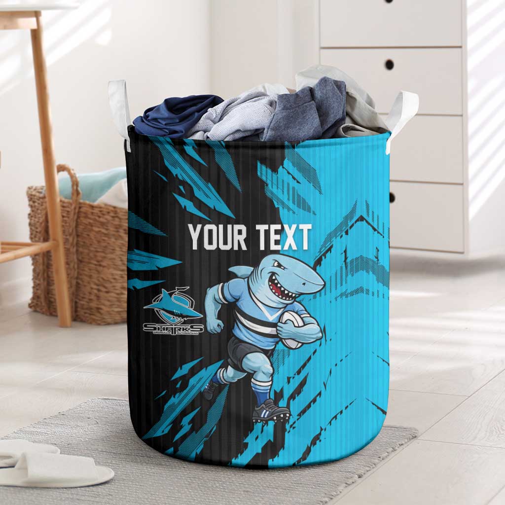Personalized Cronulla Sharks Laundry Basket Dynamic Lightning Mascot Rugby Australia