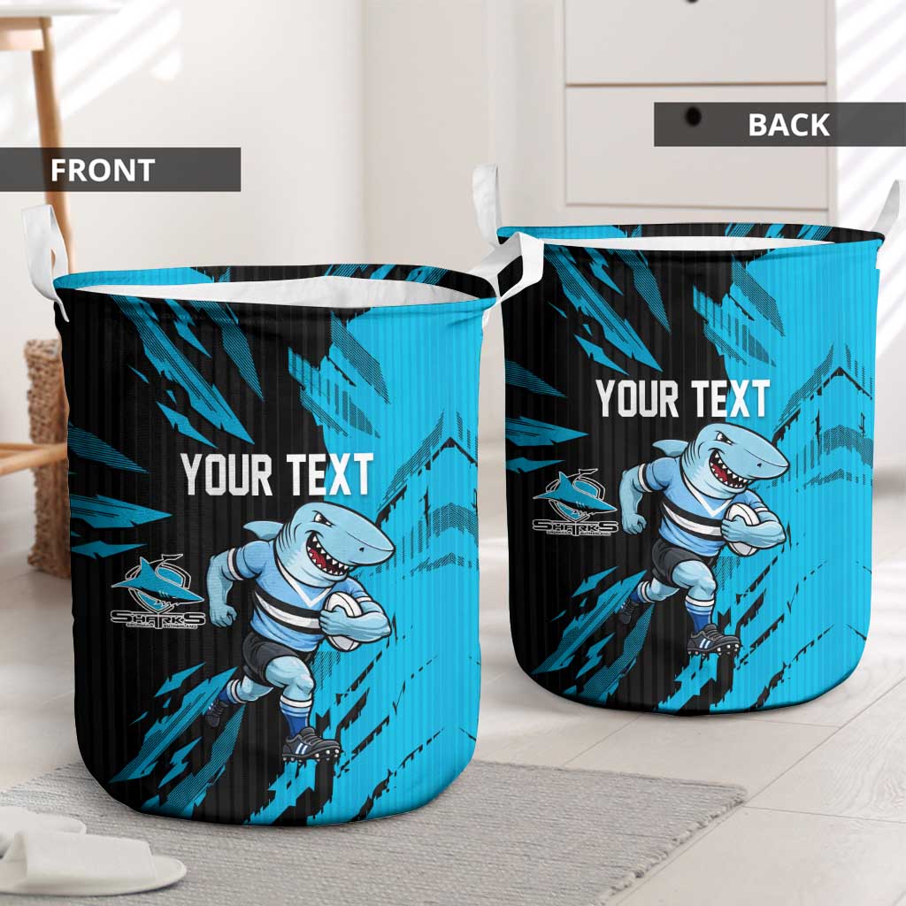 Personalized Cronulla Sharks Laundry Basket Dynamic Lightning Mascot Rugby Australia