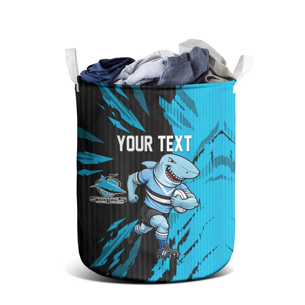 Personalized Cronulla Sharks Laundry Basket Dynamic Lightning Mascot Rugby Australia