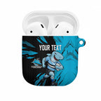 Personalized Cronulla Sharks AirPods Case Dynamic Lightning Mascot Rugby Australia