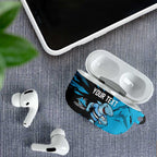 Personalized Cronulla Sharks AirPods Case Dynamic Lightning Mascot Rugby Australia