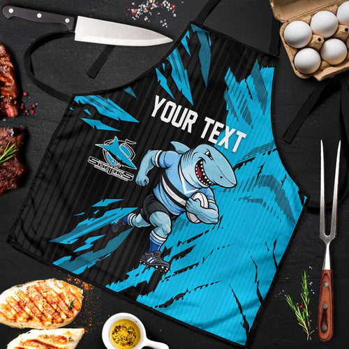 Personalized Cronulla Sharks Apron Dynamic Lightning Mascot Rugby Australia