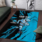 Personalized Cronulla Sharks Area Rug Dynamic Lightning Mascot Rugby Australia