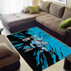 Personalized Cronulla Sharks Area Rug Dynamic Lightning Mascot Rugby Australia