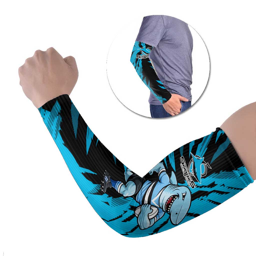 Personalized Cronulla Sharks Arm Sleeves Dynamic Lightning Mascot Rugby Australia
