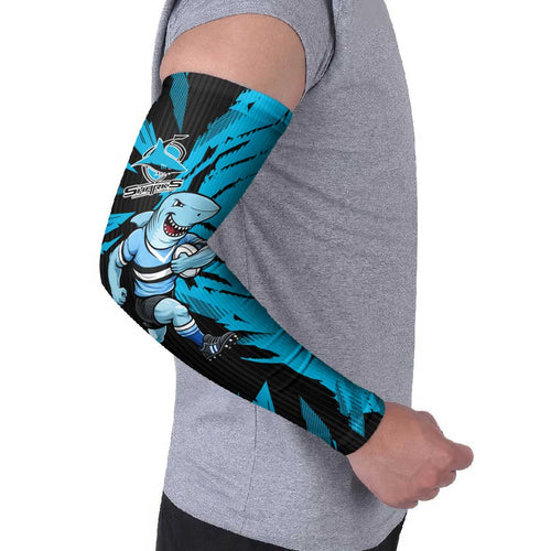 Personalized Cronulla Sharks Arm Sleeves Dynamic Lightning Mascot Rugby Australia