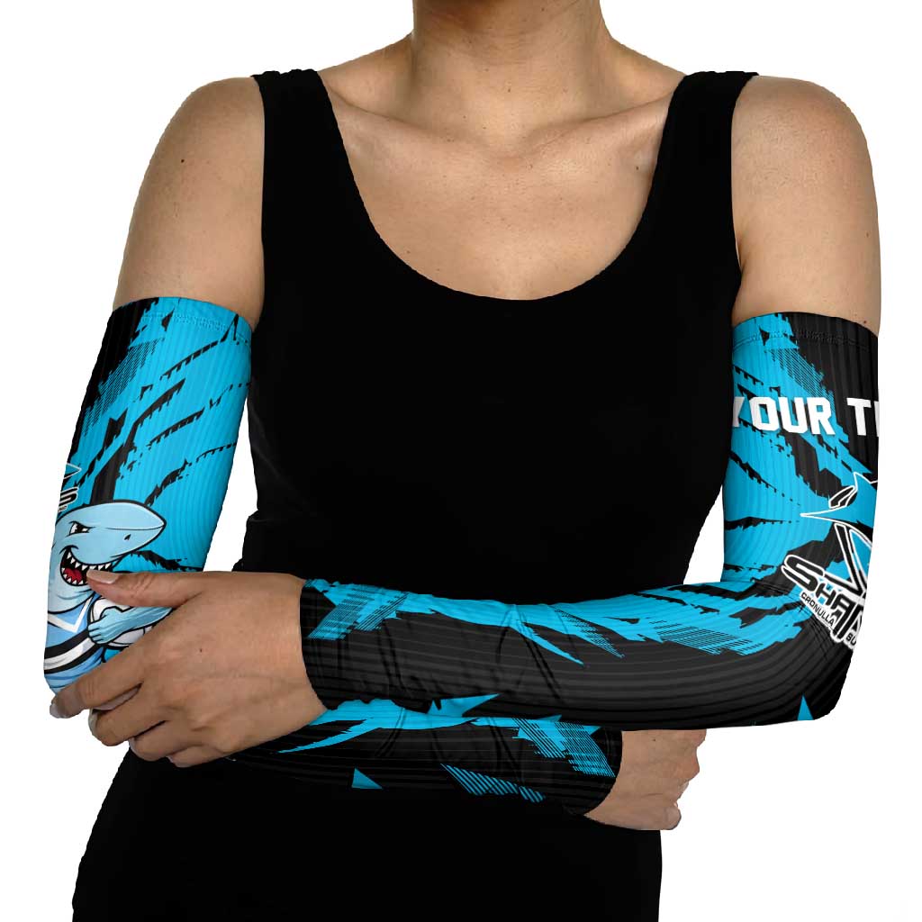 Personalized Cronulla Sharks Arm Sleeves Dynamic Lightning Mascot Rugby Australia