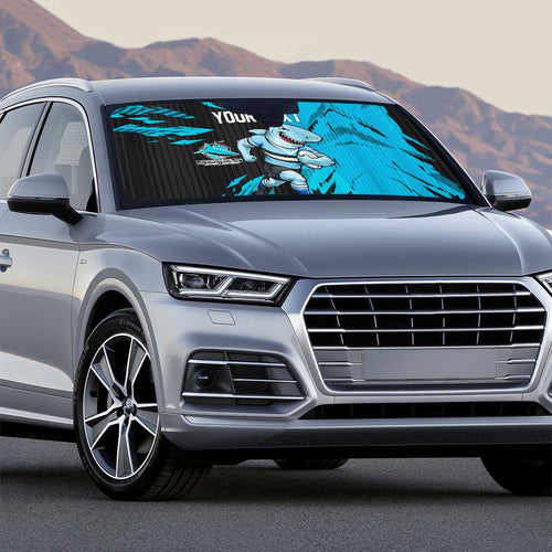 Personalized Cronulla Sharks Auto Sun Shade Dynamic Lightning Mascot Rugby Australia