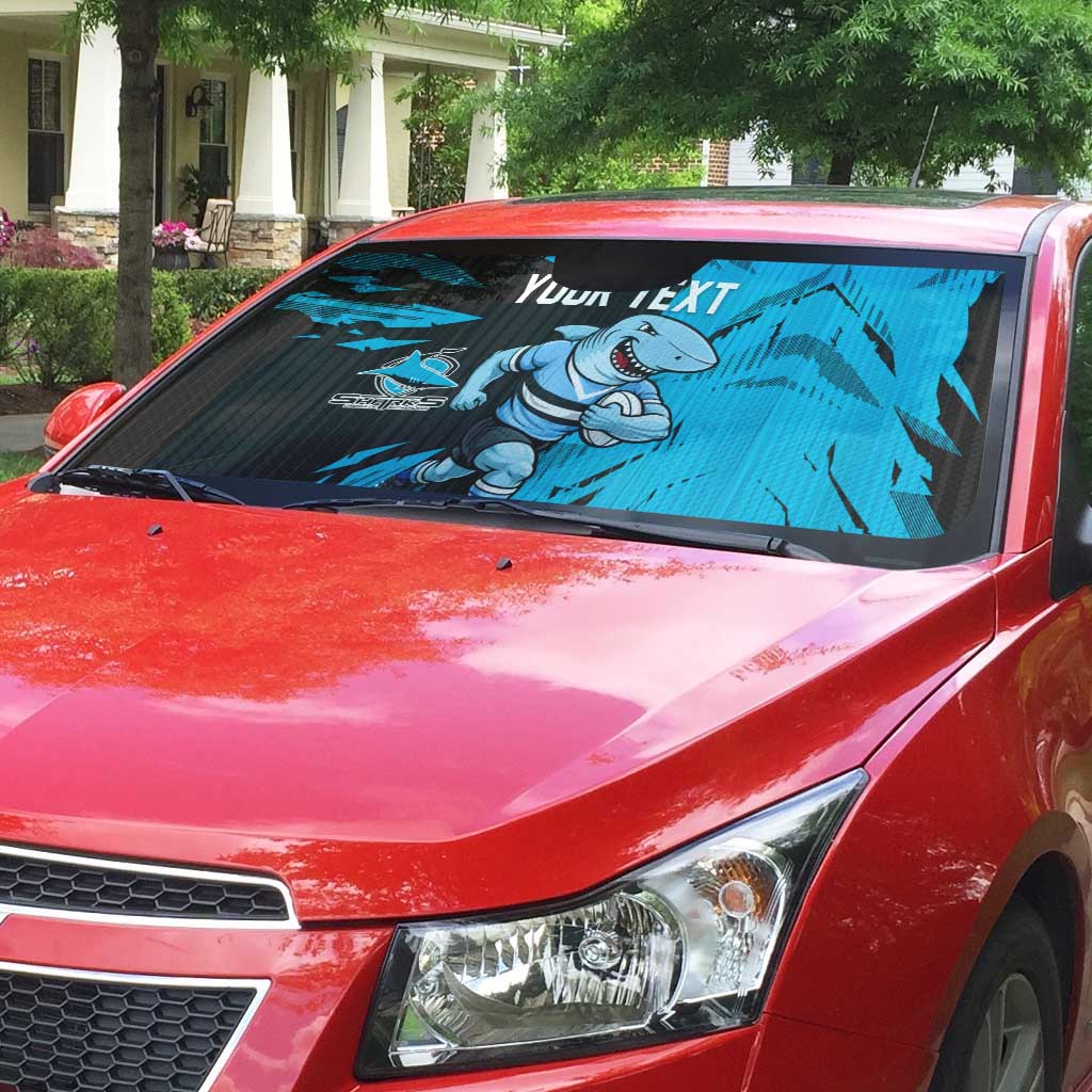 Personalized Cronulla Sharks Auto Sun Shade Dynamic Lightning Mascot Rugby Australia