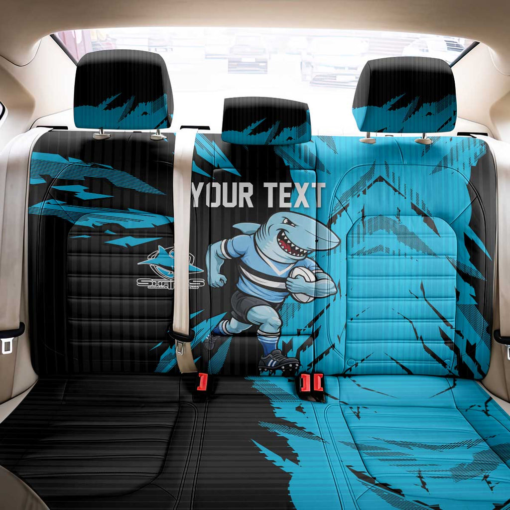 Personalized Cronulla Sharks Back Car Seat Cover Dynamic Lightning Mascot Rugby Australia