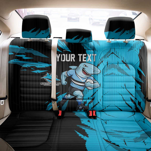 Personalized Cronulla Sharks Back Car Seat Cover Dynamic Lightning Mascot Rugby Australia