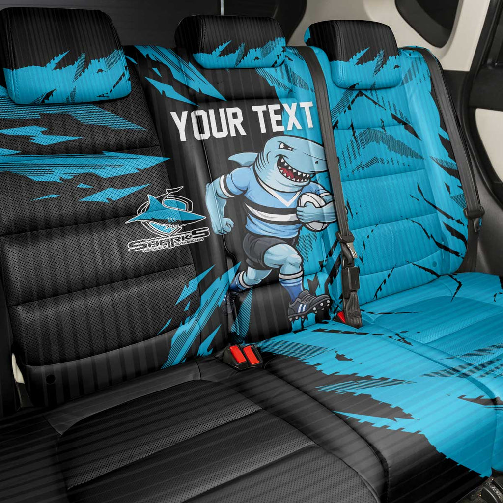 Personalized Cronulla Sharks Back Car Seat Cover Dynamic Lightning Mascot Rugby Australia