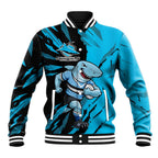 Personalized Cronulla Sharks Baseball Jacket Dynamic Lightning Mascot Rugby Australia