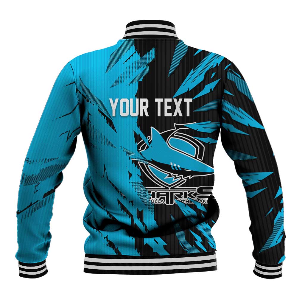 Personalized Cronulla Sharks Baseball Jacket Dynamic Lightning Mascot Rugby Australia
