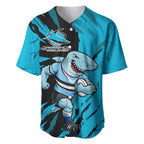Personalized Cronulla Sharks Baseball Jersey Dynamic Lightning Mascot Rugby Australia