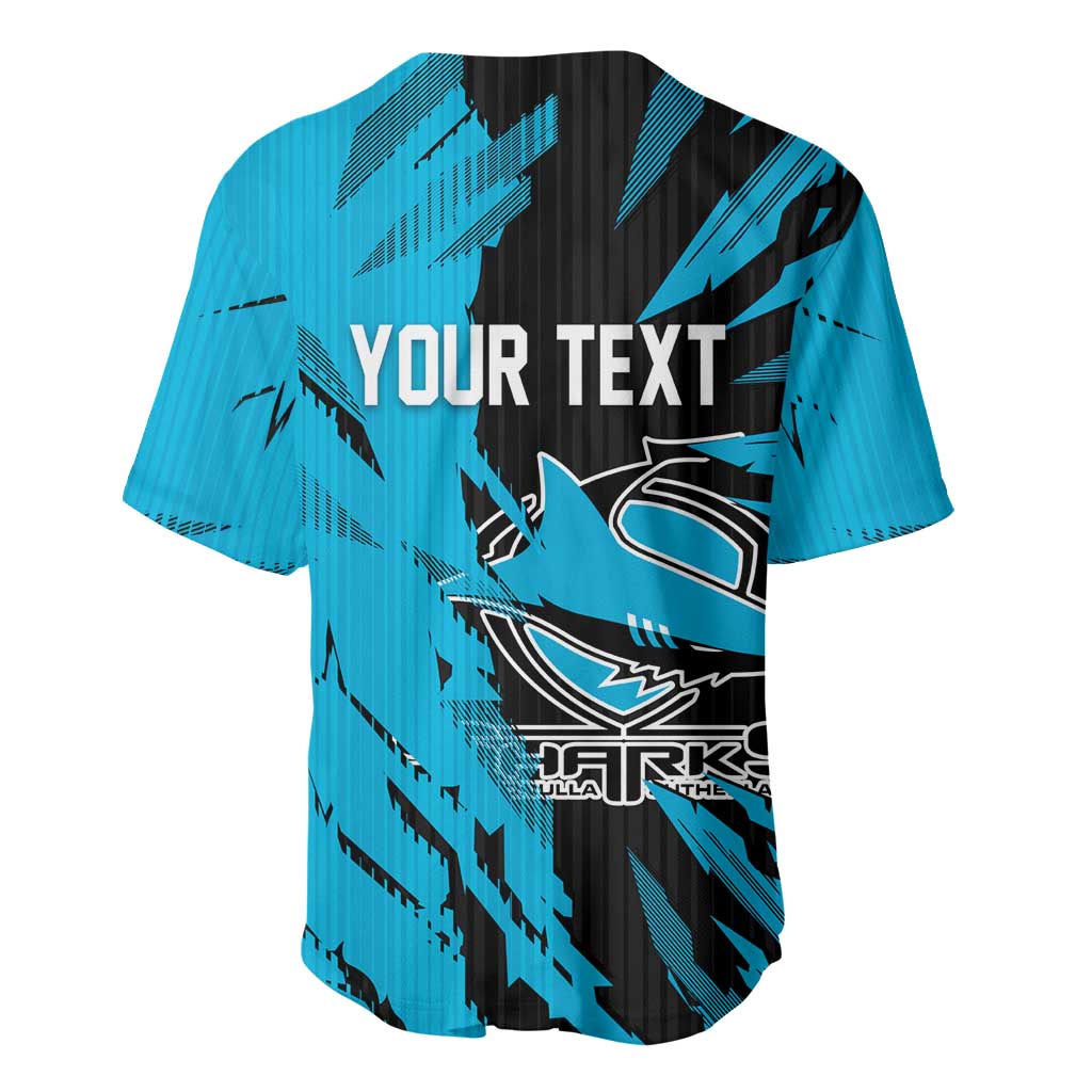 Personalized Cronulla Sharks Baseball Jersey Dynamic Lightning Mascot Rugby Australia