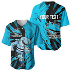 Personalized Cronulla Sharks Baseball Jersey Dynamic Lightning Mascot Rugby Australia
