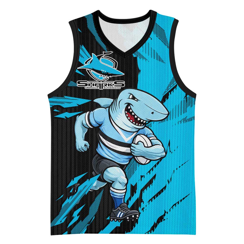 Personalized Cronulla Sharks Basketball Jersey Dynamic Lightning Mascot Rugby Australia