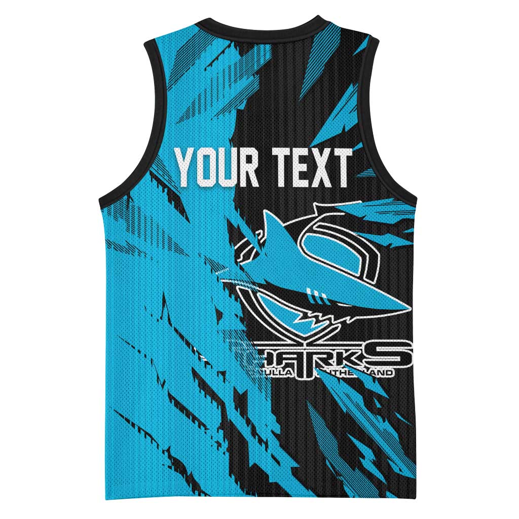 Personalized Cronulla Sharks Basketball Jersey Dynamic Lightning Mascot Rugby Australia