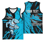Personalized Cronulla Sharks Basketball Jersey Dynamic Lightning Mascot Rugby Australia