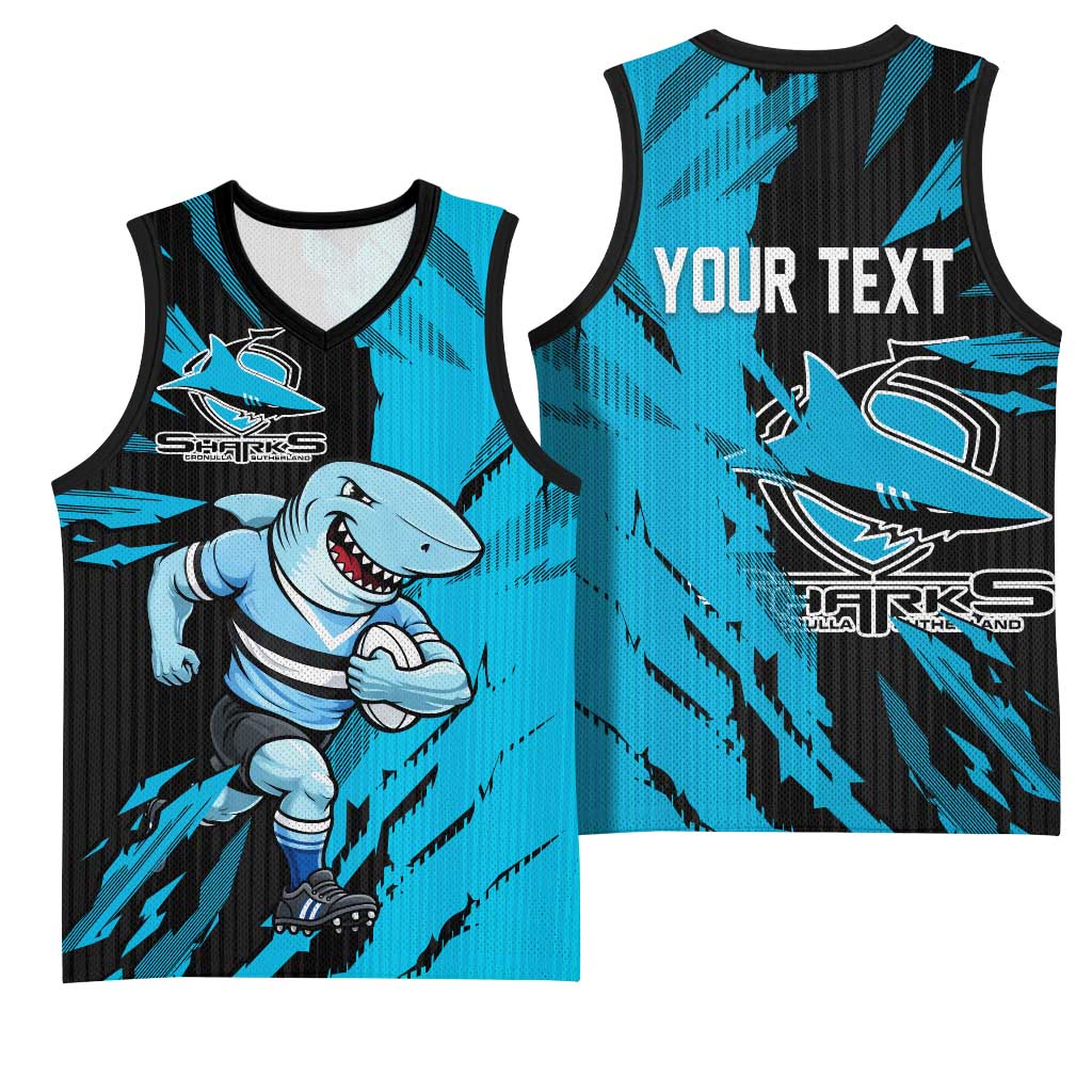 Personalized Cronulla Sharks Basketball Jersey Dynamic Lightning Mascot Rugby Australia