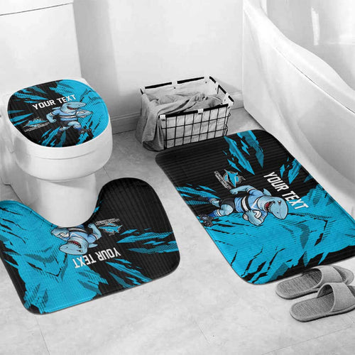 Personalized Cronulla Sharks Bathroom Set Dynamic Lightning Mascot Rugby Australia