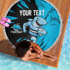 Personalized Cronulla Sharks Beach Blanket Dynamic Lightning Mascot Rugby Australia