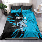 Personalized Cronulla Sharks Bedding Set Dynamic Lightning Mascot Rugby Australia