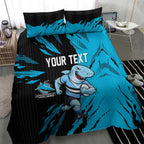 Personalized Cronulla Sharks Bedding Set Dynamic Lightning Mascot Rugby Australia