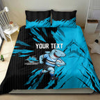 Personalized Cronulla Sharks Bedding Set Dynamic Lightning Mascot Rugby Australia