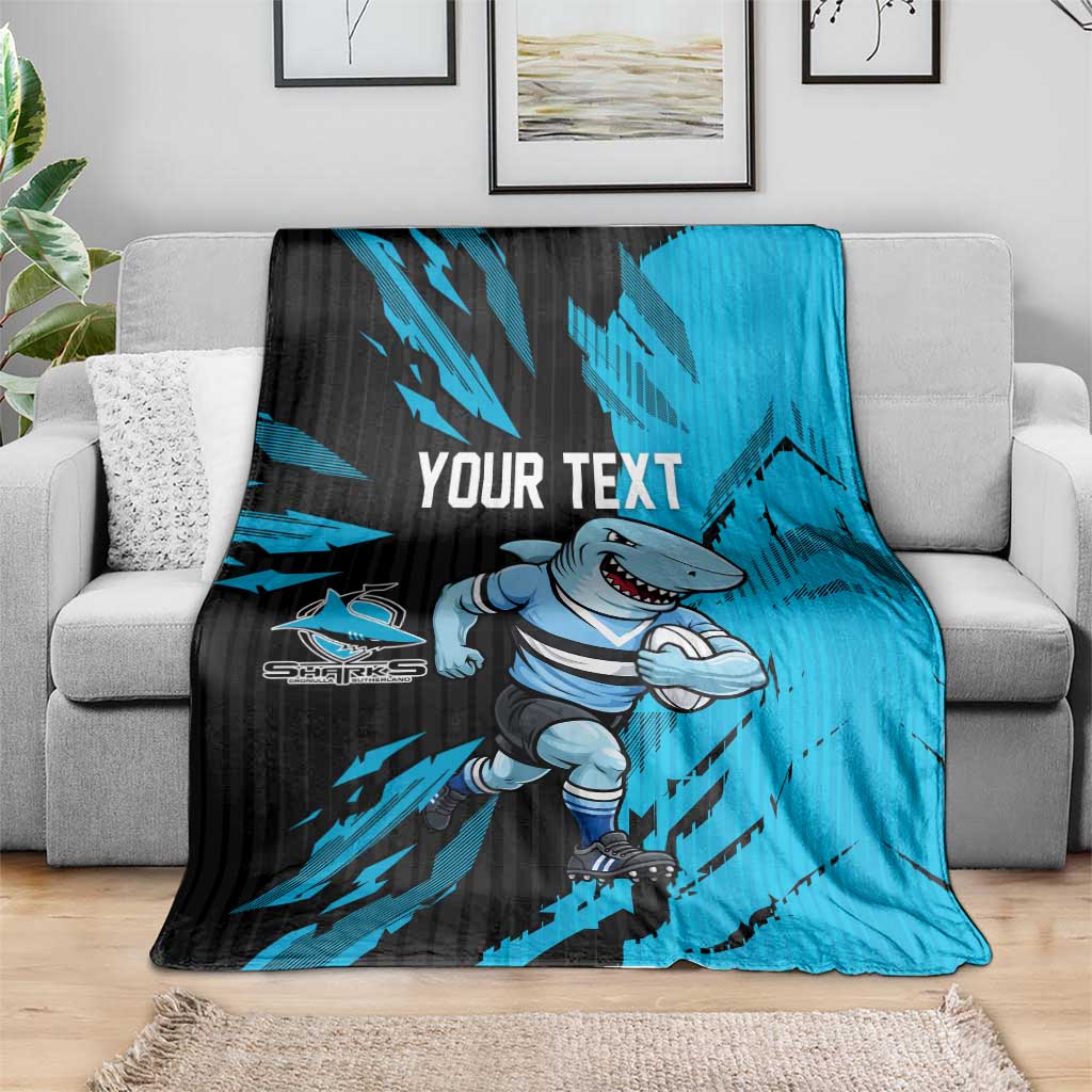 Personalized Cronulla Sharks Blanket Dynamic Lightning Mascot Rugby Australia