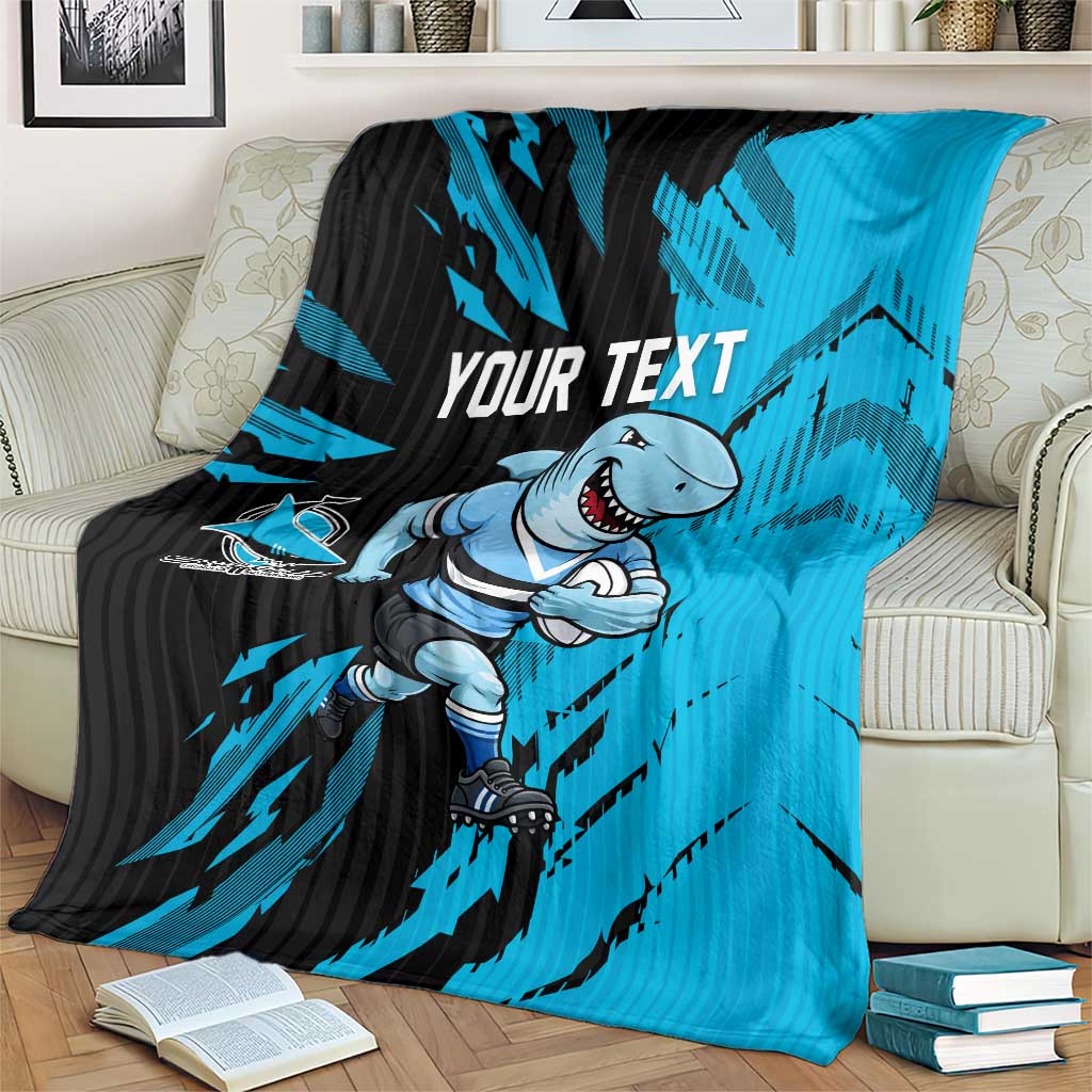 Personalized Cronulla Sharks Blanket Dynamic Lightning Mascot Rugby Australia