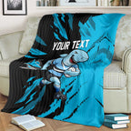 Personalized Cronulla Sharks Blanket Dynamic Lightning Mascot Rugby Australia