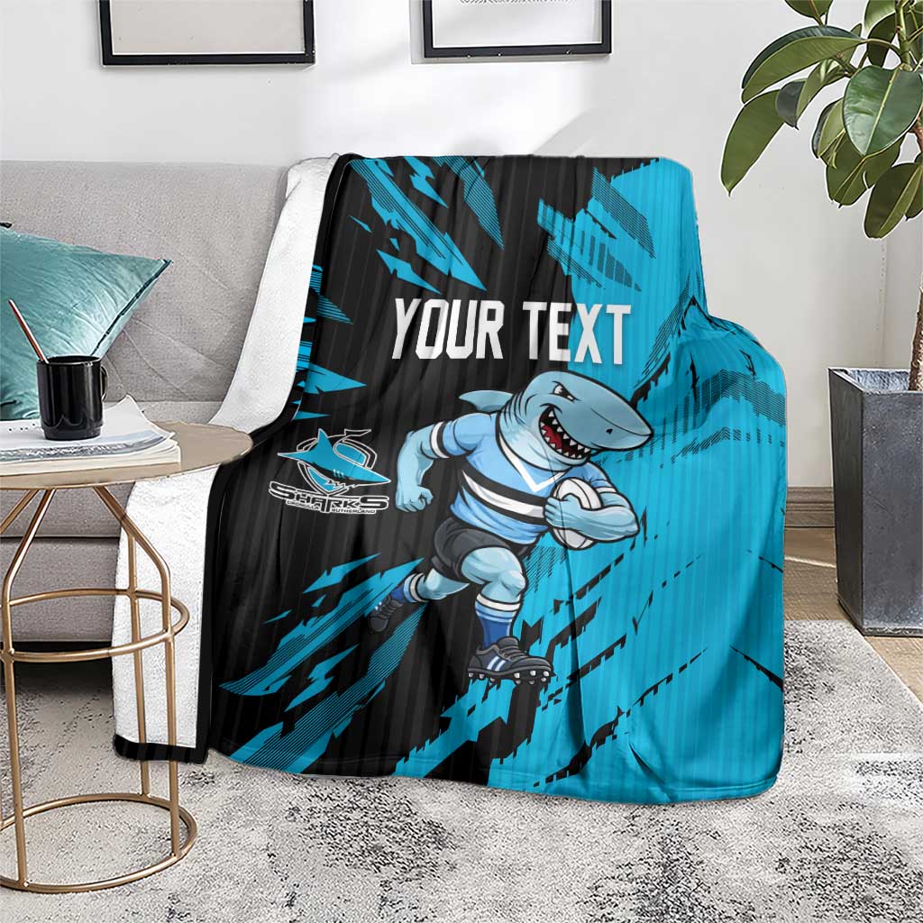 Personalized Cronulla Sharks Blanket Dynamic Lightning Mascot Rugby Australia