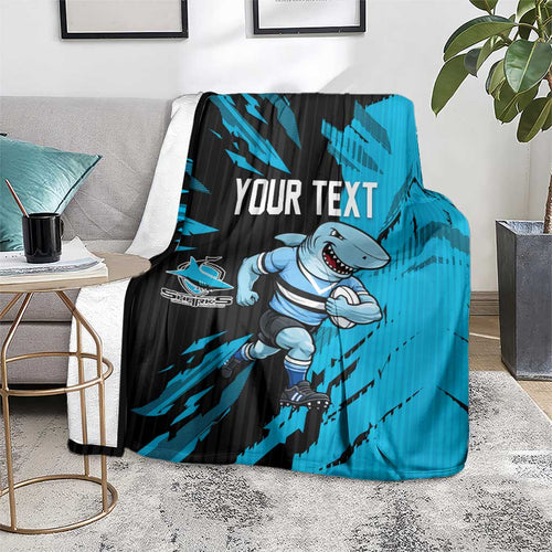 Personalized Cronulla Sharks Blanket Dynamic Lightning Mascot Rugby Australia