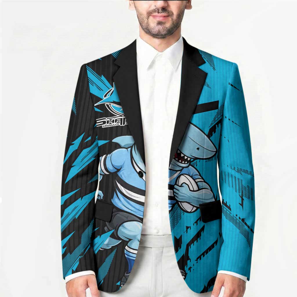 Personalized Cronulla Sharks Blazer Dynamic Lightning Mascot Rugby Australia