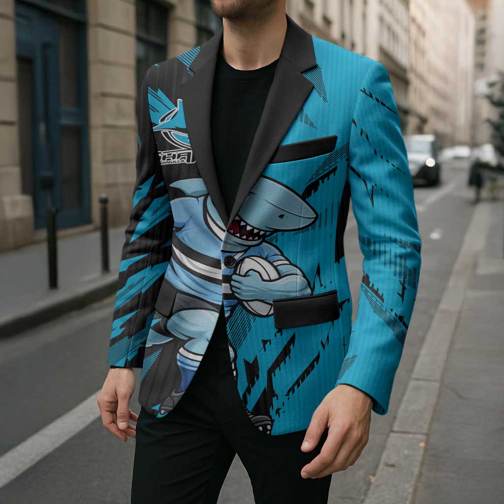 Personalized Cronulla Sharks Blazer Dynamic Lightning Mascot Rugby Australia