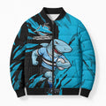 Personalized Cronulla Sharks Bomber Puffer Jacket Dynamic Lightning Mascot Rugby Australia
