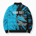 Personalized Cronulla Sharks Bomber Puffer Jacket Dynamic Lightning Mascot Rugby Australia